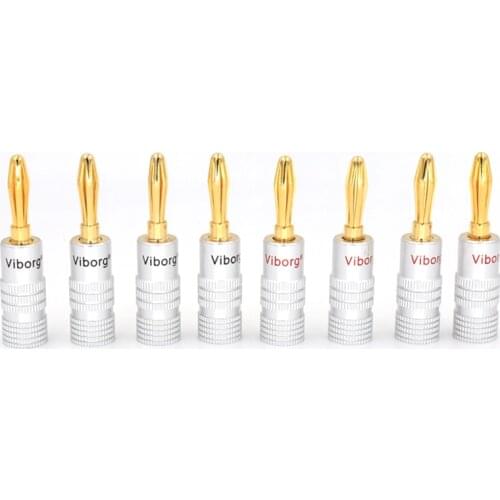 Viborg 8 Pcs Gold Plated Banana Plug VB1012G Adapter Audio Socket Jack Screw Electronic Connector Terminals for 4mm Speaker Wire