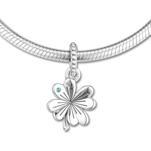 Fits for Pandora Charms Bracelets Lucky Four-Leaf Clover Beads 100% 925 Sterling Silver Jewelry Free Shipping
