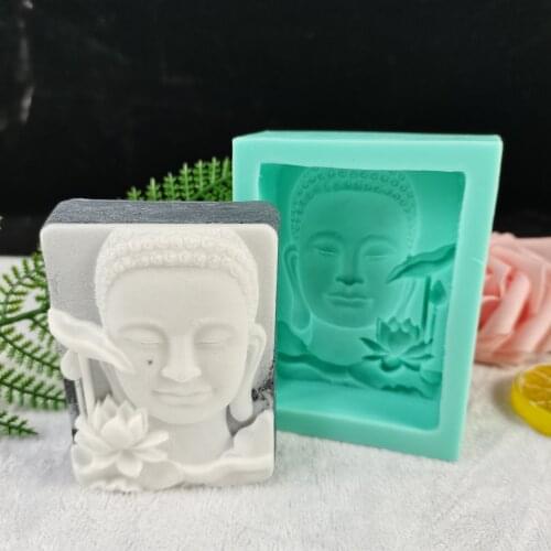 PRZY 4 Mold Silicone Buddha Head Design Soap Mold Sleeping Buddha Lotus Flower Decoration Candle Mold Resin Craft