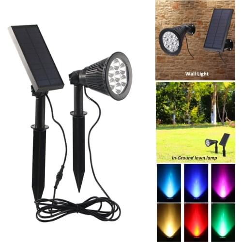 Adjustable 7 Color Wall & Landscape Light In 1 Set Solar Spotlight Lawn Flood Light Outdoor 7LED Garden Wall Light Waterproof