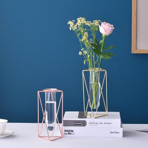 Nordic Flower Vase Eye-catching Shatterproof Wrought Iron Hydroponic Flower Pot Ornaments Decoration Living Room Decor