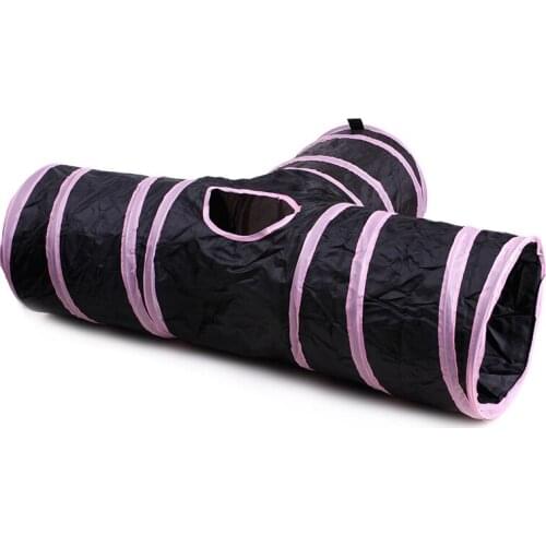 Indoors 3-way Foldable Cats Tunnel Changable Tube 3 Holes Crinkle Pets Toy Play Dogs Training Tools Cat Puppy Collapsible