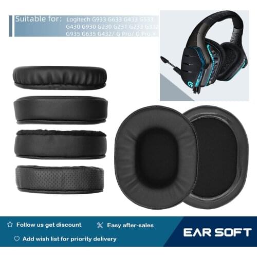 Earsoft Replacement Ear Cushions for Logitech G933 G633 G433 G533 G430 G930 G230 G231 G233 G332 G935 G635 G432/ G Pro/ G Pro X