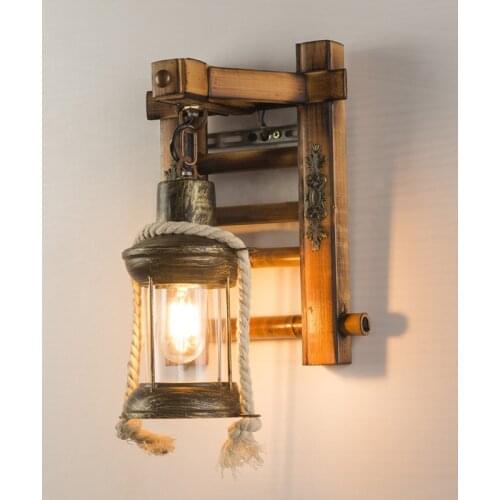 Retro Industrial Light New Ladder Bamboo Wall Lamp Personality Living Room Staircase Bedroom Restaurant Bar Glass Light Bra