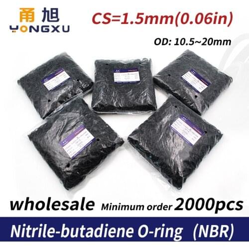 CS1.5mm Thickness 2000PCS/bag Rubber NBR Sealing OD10.5/11/11.5/12/13/14/15/16/17/18/19/20mm O Ring Seal Gasket Oil Ring Washer