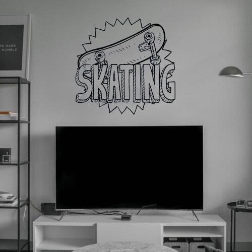 Vintage Skating Skateboard Sports Tricks Wall Art Decal Sticker For Home Living Decoration Removable A002796