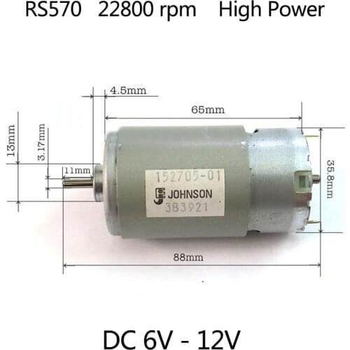 High Power RS-570 Motor DC 6-12V 22800rpm For BOSCH FOR MAKITA FOR DEWALT Cordless Electric Drill Driver Screwdriver motor