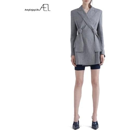 AEL New High Quality Autumn Spring Womens Blazer Elegant Fashion Lady Blazers Coat Suits with Bowknot 2019 Female Jacket Suit