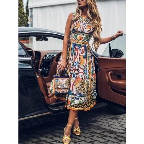 2020 Summer Sleeveless new arrival women printing long dress
