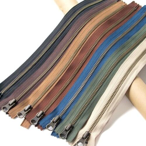 1pcs YKK 5# Metal Bronze Zipper Close-end Auto Lock DIY Bag Purse Boots Zipppers Accessories