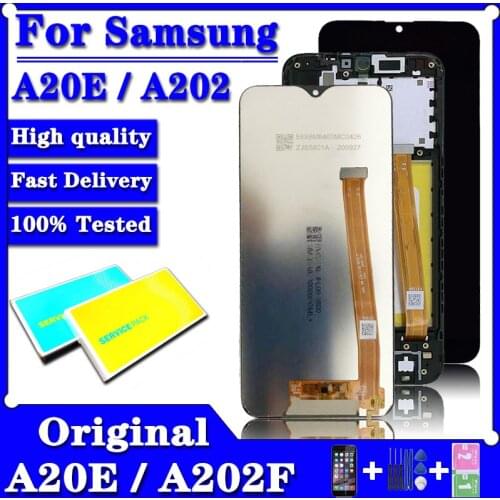 100%Original LCD Screen For Samsung A20e LCD A202 lcd display For Samsung A202 A202F A202DS LCD Screen Touch Digitizer Assembly