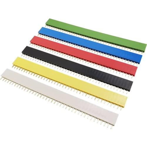12Pcs 2.54mm 1x40 Pin Single Row Female Pin Header Connector PCB Board Strip Colourful Pinheader for Arduino