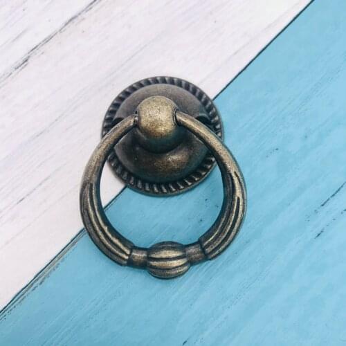 1x Rural Furniture Handle Pulls Kitchen Door Handles Zinc Alloy Cabinet Wardrobe Pulls Fashion Drawer ring Knobs with Screws