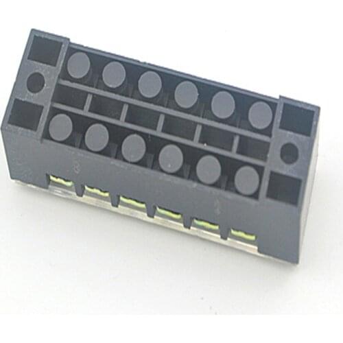 2 Pcs 600V 15A 6 Pin Dual Rows Covered Barrier Screw fixed wiring board Wire Connector board terminal block