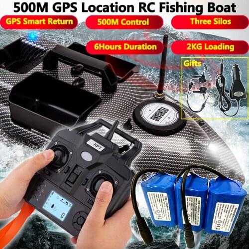 500M Beidou/GPS Location Smart Return RC Fishing Boat One Key Cruise 2KG Load 3 Silos 4 Saving Point Night Light 6Hours RC Boat