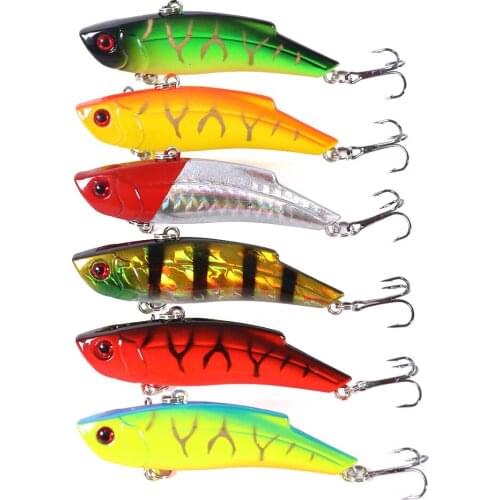6Pcs 7cm 14g Vibration Fishing Lure JerkBait Swim Saltwater Floating Plastic Pike Artificial Bait Tackles Hook Ice fishing