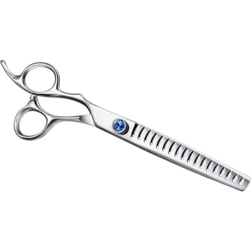 7 Inch Japanese Stainless Steel 440c Pet Hair Cutting Left Handed 18 Teeth Thinner Dog Grooming Scissors