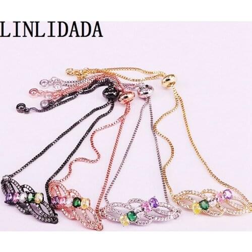 8Pcs New Arrival Pretty Rainbow Fashion Colorful Crystal Zirconia Bracelets Lady Girl Elegant CZ Micro Pave Jewelry Gifts