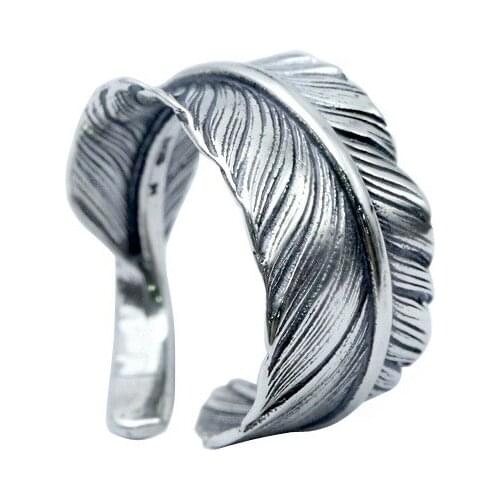 925 Sterling Silver Jewelry Feather Ring Couple Ring Opening Ring Christmas Gift