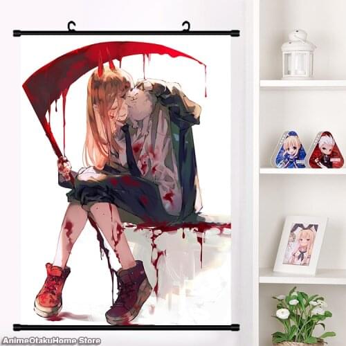Anime Manga Chainsaw Man Denji Pochita Makima Power Himeno Beam Wall Scroll Mural Poster Home Decor Collection Gifts