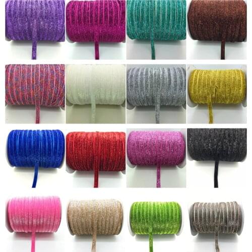 Free shipping 5 yards 3/8 "10mm Glitter Velvet Ribbon Headband Clips Bow Decoration Pick Colors