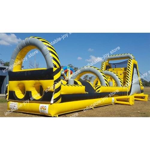 Free ship to sea port, 12*3*3m Newest Design Commercial Inflatable Jumping Playground Inflatable Obstacle Course For Kids