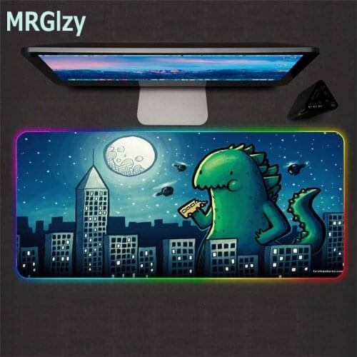 Kawaii anime dragon figure big mouse pad office desk mat gaming accessories RGB lock player led color natural rubber non-slip