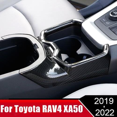 For Toyota RAV4 RAV 4 XA50 2019 2020 2021 ABS Carbon Car Front Row Water Cup Holder Frame Trim Central Control Cover Accessories