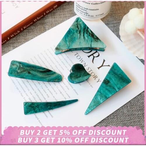 Elegance Women Hair Clips Emerald Series Hair Claw Heart Triangle Geometrical Acetate Hairpins Girl Women Hair Accessories