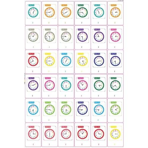 Telling Time Flash Cards Montessori Toy for Children Kids Early Preschool BX0D