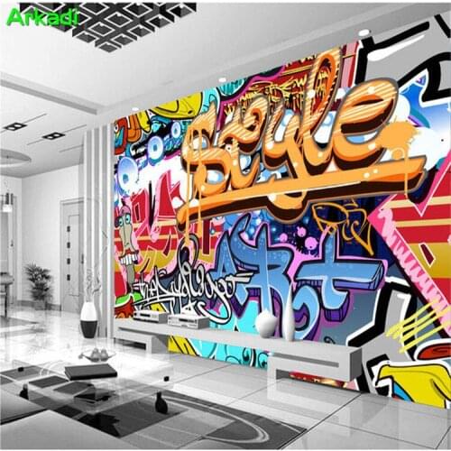 Custom 3D Photographic Wallpaper Modern Abstract Art Colorful Rock Graffiti Bar KTV Tooling Wall Wall Paint Kids Cartoon Style