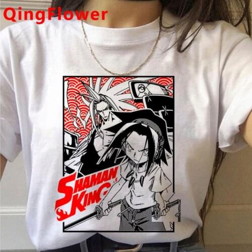 Anime Shaman King Yoh Asakura Amidamaru Harajuku TShirt Ullzang Funny Cartoon Tshirt 90s Cute Tops Tees Graphic T-shirt