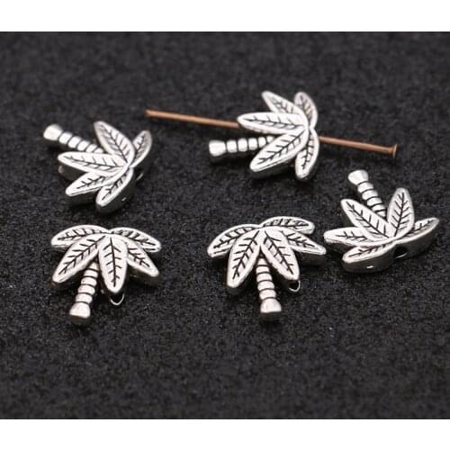 JAKONGO Coconut tree Spacer Beads Antique Silver Plated Loose Beads for Jewelry Making Bracelet Accessories DIY 10pcs