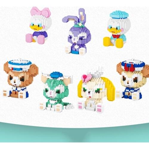 Disney Small Building Blocks Donald Duck Assembled Building Blocks Small Particle Cartoon Block Model Educational Toys Kids Gift