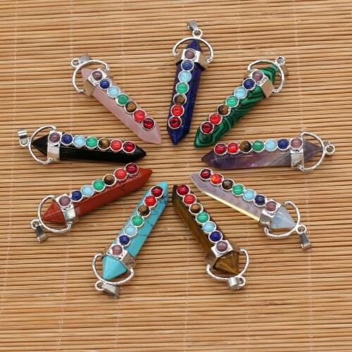 Natural Stone Pendant Section Cylindrical Metal Alloy For Jewelry Making DIY Necklace Bracelet Earrings Accessory