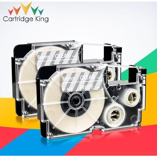 2PK XR-9AX Label Tape for Casio KL-60 KL-120 KL-70e KL-100e KL-100 KL-200 Label Maker White on Clear 9mm*8m Pirnter Ribbon