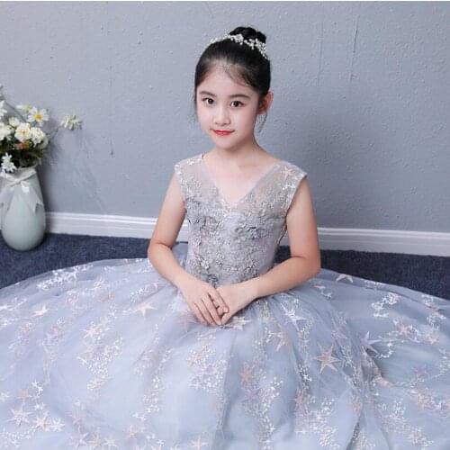 Sequin Lace Summer Girls Dress Long Bridesmaid Kids Dress For Girls Children Princess Dress Party Wedding Dress Pageant Vestido