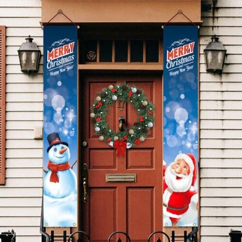 Elk Santa Claus Pattern Door Curtain Banner Xmas Decoration Party Supplies New Year Gift Window Decor