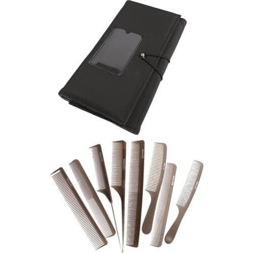 8pcs Pro Hair Styling Comb Set with Canvas Bag for Salon Saloon Barbers