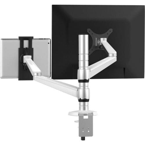 OA-8 Desktop Clampping Full Motion Height Adjustable Double Arm Tablet PC Holder + Single Arm Monitor Holder Tablet PC Stand