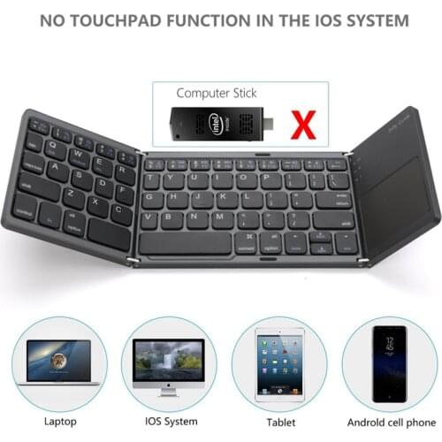 New Handy Bluetooth Wireless Three Foldable Keyboard With Folding Touchpad Portable For IOS/Android/Windows ipad Tablet Keyboard