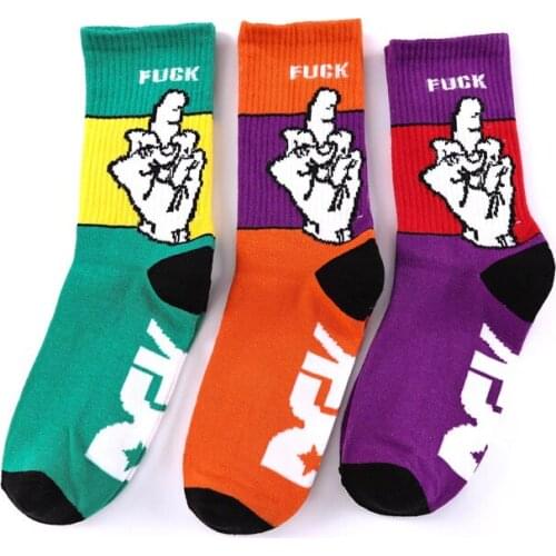 Creative Middle Finger Men Winter Socks Skateboard Sox Personality Cotton Socks Streetwear Funny Couple Novelty Socks For Male