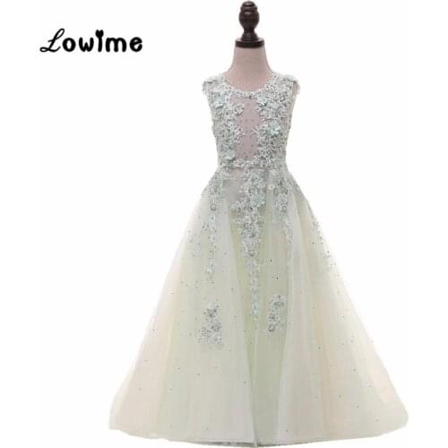 Applique Flower Girl Dresses Vestido Longo Real Image Communion Dresses On Sale Vestido Daminha Girls Dresses 2018 Cheap