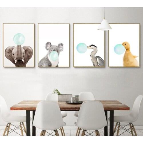 Posters and Prints Canvas Art Painting Giraffe Zebra Elephant Wall Art Nursery Decorative Picture Nordic Style Kids Decoration