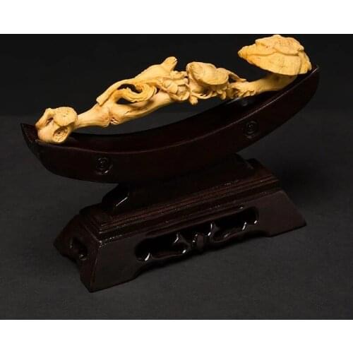 Birds and Flowers Ganoderma Ruyi Wood Carved Wishful Collection Decorations Feng Shui Ornaments Men Business Gift