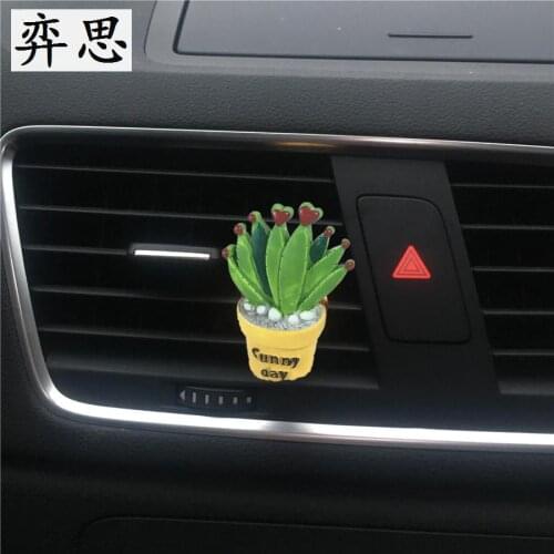 Lovely plastic potted plants Auto air freshener perfume clip Delicate plants and cacti Air conditioning accessories Car perfume