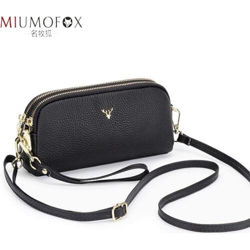 Double Zipper Mobile Phone Bag Designer Woman Leather Handbag Small Luxury Shoulder Bag Ladies Genuine Leather Messenger Bags