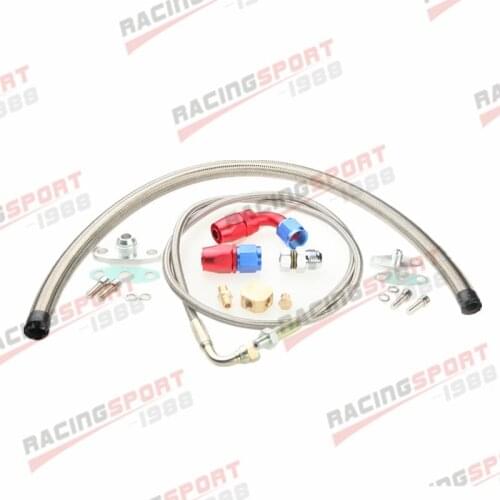 Turbo Oil Line Kit Feed + Return Drain Flange 4AN 10AN T3 T4 T76 Oil Pan Plug