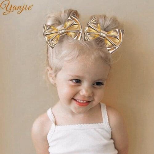 Vintage Gold Hair Bows Set Hair Clips For Girls 2020 New Arrival Wholesale Kids Hair Accessories Barrette Modis Headband