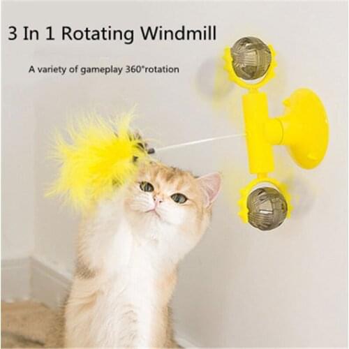 Cat Rotating Windmill Deboring Feathers Interactive Catnip Sucker Turntable Tease Scratching Rubbing Hair Cat Pet Products